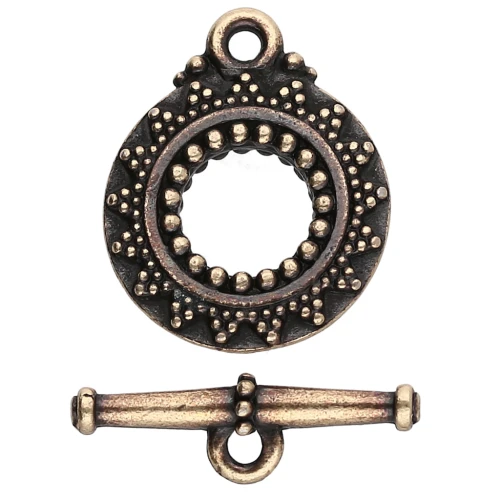 Round T clasp 16.5 mm - ethnic pattern - Bronze x1