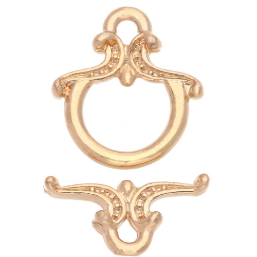 Worked arabesque T clasp 13x12 mm - Fine gold plated x1