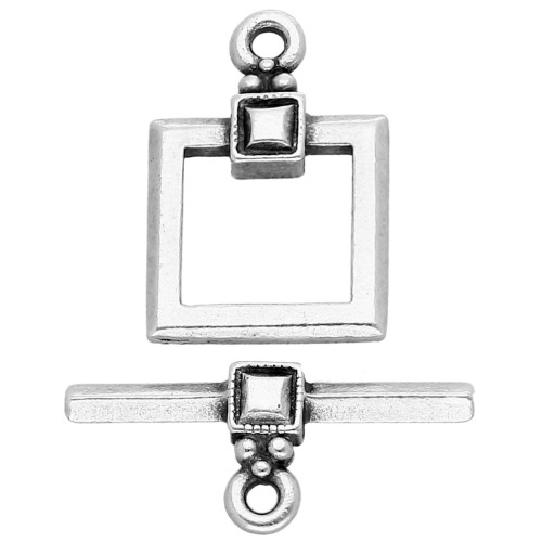 Square T clasp 18.5x12.5 mm - Antique fine silver plated x1