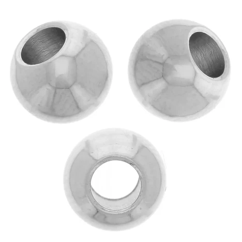 6 mm round beads with 2.8 mm hole - 316L stainless steel x100