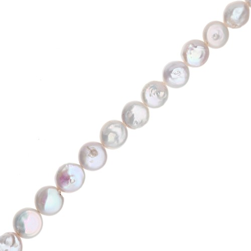 Irregular freshwater pearls - round palet 10 mm - Grade AA - White x37cm
