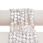 Irregular freshwater pearls - round palet 10 mm - Grade AA - White x37cm