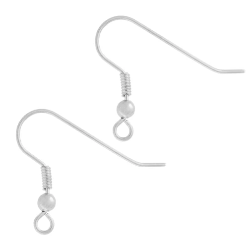Ball ear hooks 20 mm - long stem - Silver 925 x2
