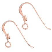 Ear hooks 13.5 mm - 925 Sterling Silver Rose Gold x2