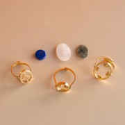 Mes bijoux DIY - Kit of 3 rings in 316L stainless steel with natural stones