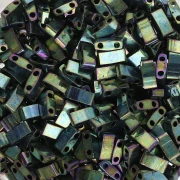Miyuki Half Tila Beads 5x2.3x1.9 mm HTL-468 - Met Malachite Green Iris 100g pack