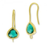 Earwires 27 mm Emerald fine Gold plated x2|raw }}