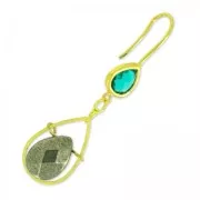 Earwires 27 mm Emerald fine Gold plated x2