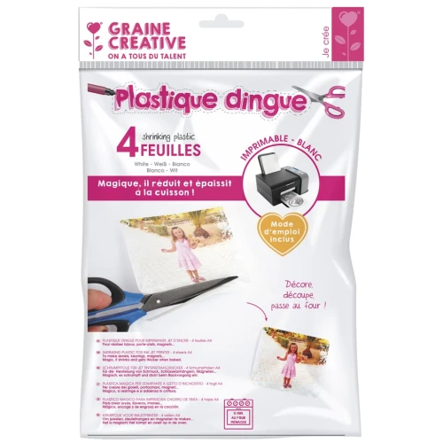 Printable plastic dingue A4 29.7x21 cm - White x4