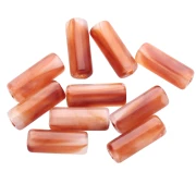 18x7 mm straight tube beads in transparent acrylic - Marbled Brick x10