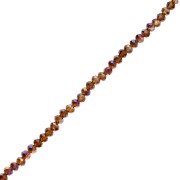 Rondelle beads faceted - round flattened - 4.5x3.5 mm Dark Topaz AB x36cm
