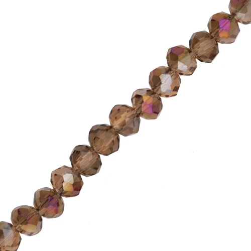 Rondelle beads faceted - round flattened - 4.5x3.5 mm Dark Topaz AB x36cm