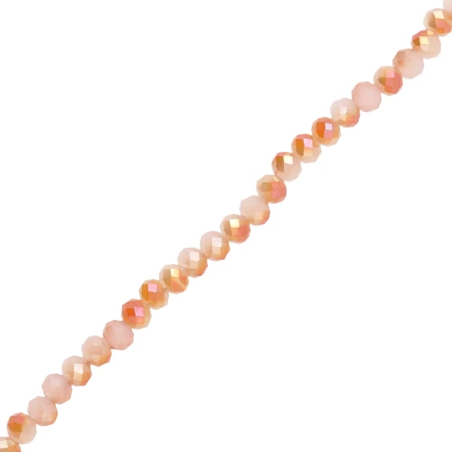 Round faceted flattened rondelle beads - 4.5x4 mm - Peach Puff rainbow x39cm