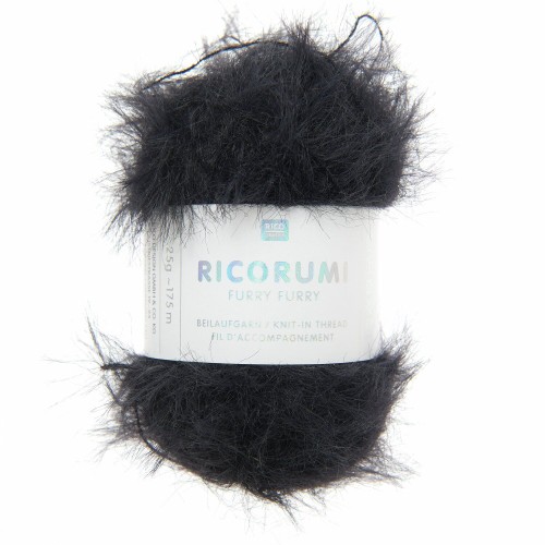 Ricorumi Furry faux fur yarn Furry Rico Design Amigurumi - Black 011 x25g