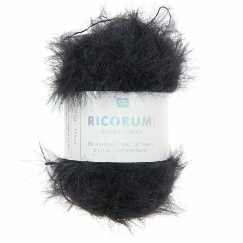 Ricorumi Furry faux fur yarn Furry Rico Design Amigurumi - Black 011 x25g