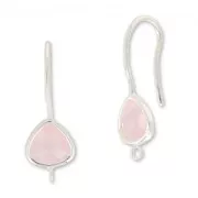 Earwires 27 mm Rose Water Opal/fine silver plating x2