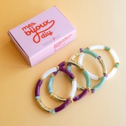 Mes bijoux DIY - Kit of 4 elastic bracelets with tube beads - Gold version