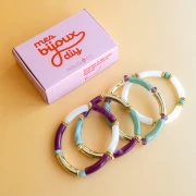 Mes bijoux DIY - Kit of 4 elastic bracelets with tube beads - Gold version