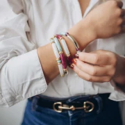 Mes bijoux DIY - Kit of 4 elastic bracelets with tube beads - Gold version