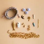Mes bijoux DIY - Stainless steel charms & cord necklace kit - Blue version
