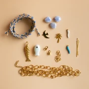 Mes bijoux DIY - Stainless steel charms & cord necklace kit - Blue version