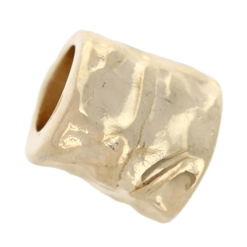 Hammered tube bead 7.5x8 mm - Fine gold plated x1