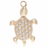 Turtle pendant 27x15.5 mm for cabochon 1.8 mm - Fine gold plated x1