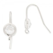 Earwires 19 mm Crystal/fine silver plating x2
