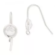 Earwires 19 mm Crystal/fine silver plating x2