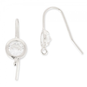 Earwires 19 mm Crystal/fine silver plating x2