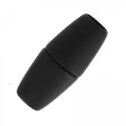 Magnetic clasp 34mm for 8mm cord silver tone black mat x1