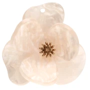 Relief flower pendants 40 mm in Acrylic Stainless steel Gold Beige marbled x2