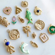 Dolphin Charm 19x14 mm with Epoxy Resin - 304 Gold Stainless Steel - Water Green x1