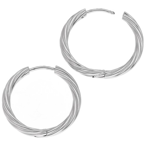 Twisted round hoop 21 mm - Wire 2.3 mm - Stainless steel 304 x2