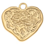 23x24 mm irregular hammered heart pendant - 304 Gold stainless steel x1