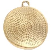 Round irregular hammered pendant 16 mm - 304 Gold stainless steel x1
