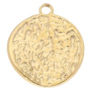 Pendentif rond irrégulier martelé 20 mm - Stainless steel 304 Gilded x1|raw }}