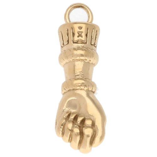 Closed fist pendant 29x8 mm - 304 stainless steel, gold-plated x1