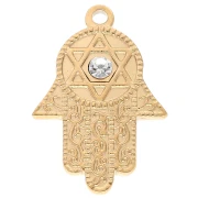 Fatma's hand pendant with Star of David 28x19 mm 304 stainless steel, gold-plated x1