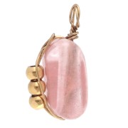 Rectangular charm, 13x6 mm, dyed Strawberry Quartz gemstone - Gold-plated 304 stainless steel