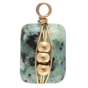 Rectangle charm 13x6 mm gemstone Turquoise African Stainless steel 304 Gold x1|raw }}