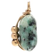 Rectangle charm 13x6 mm gemstone Turquoise African Stainless steel 304 Gold x1