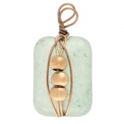 13x6 mm Rectangle Charm - Aventurine gemstone - 304 Stainless Steel Gilded x1