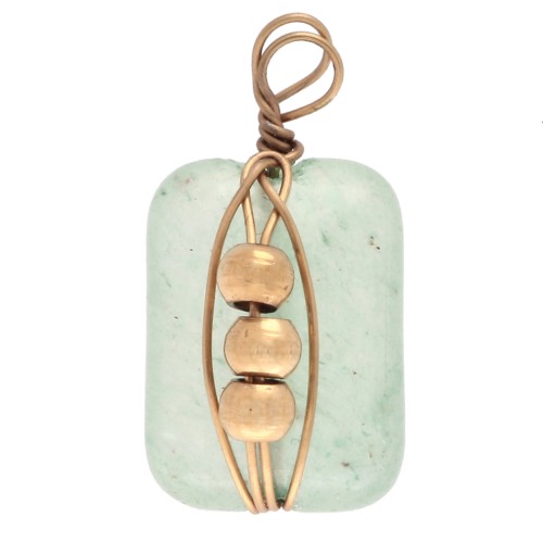 Rectangular charm, 13x6 mm - dyed aventurine gemstone - gold-plated 304 stainless steel