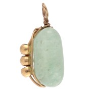 13x6 mm Rectangle Charm - Aventurine gemstone - 304 Stainless Steel Gilded x1