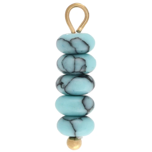 Round charm 4.5 mm imitation Turquoise - Stainless steel 304 Gilded x1