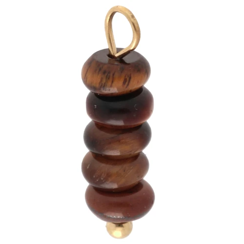 Charm washers 4.5 mm - Tiger eye gemstone - Stainless steel 304 Gilded x1