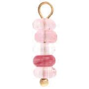 4.5 mm Round Charms with Strawberry Quartz-Colored Gemstone - Gold-Plated 304 Stainless Steel