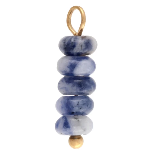 Charm washers 4.5 mm - Sodalite gemstone - Stainless steel 304 Gilded x1
