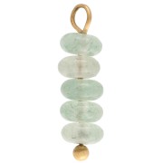 4.5 mm Round Charms with Dyed Aventurine Gemstone - Gold-Plated 304 Stainless Steel